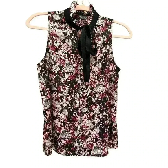 The Limited Floral Ruffle Tie Neck Blouse,  Small,   EUC - Picture 1 of 5